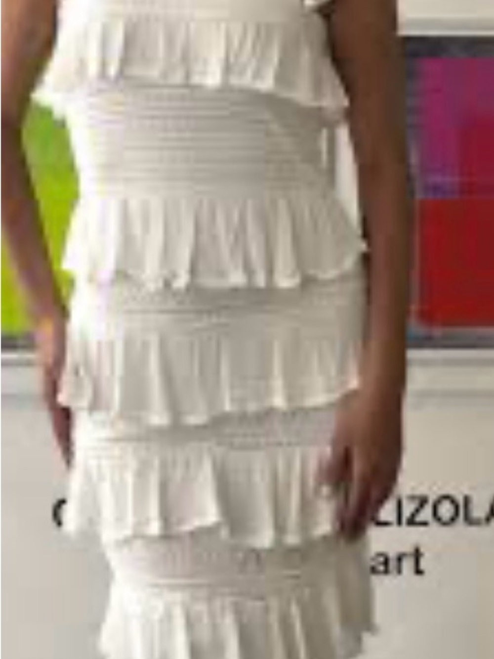 Marble Tiered Ruffle Knit Dress in Ivory - Picture 2 of 5
